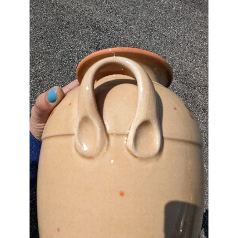 Cottagecore Tuscan Pottery Vase Italian Floral Double Handle‎ Decor